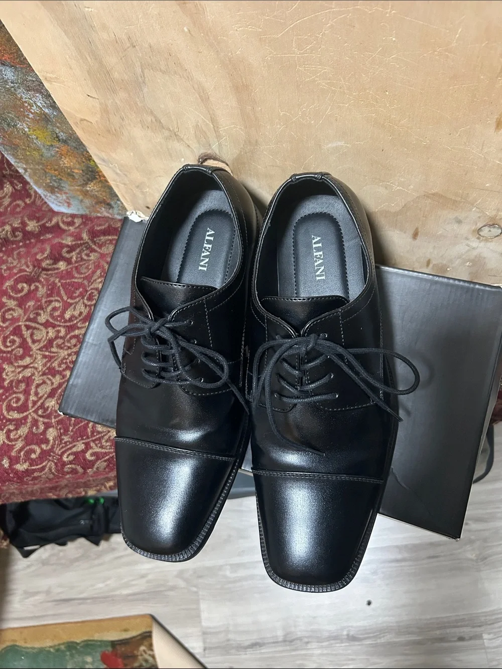 Alfani Black Cap-Toe Lace-Up Derby Dress Shoes